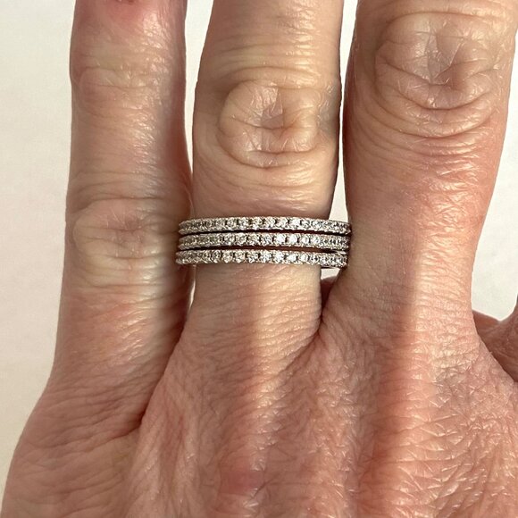 Milor Italian Sterling Silver 925 Cubic Zirconia Triple Infinity Band Ring Set - Picture 6 of 16